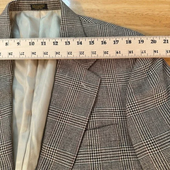 Oscar de la Renta Mens Tailored Silk‎ Wool Plaid Blazer Jacket 41 L Preppy VTG - Picture 6 of 10